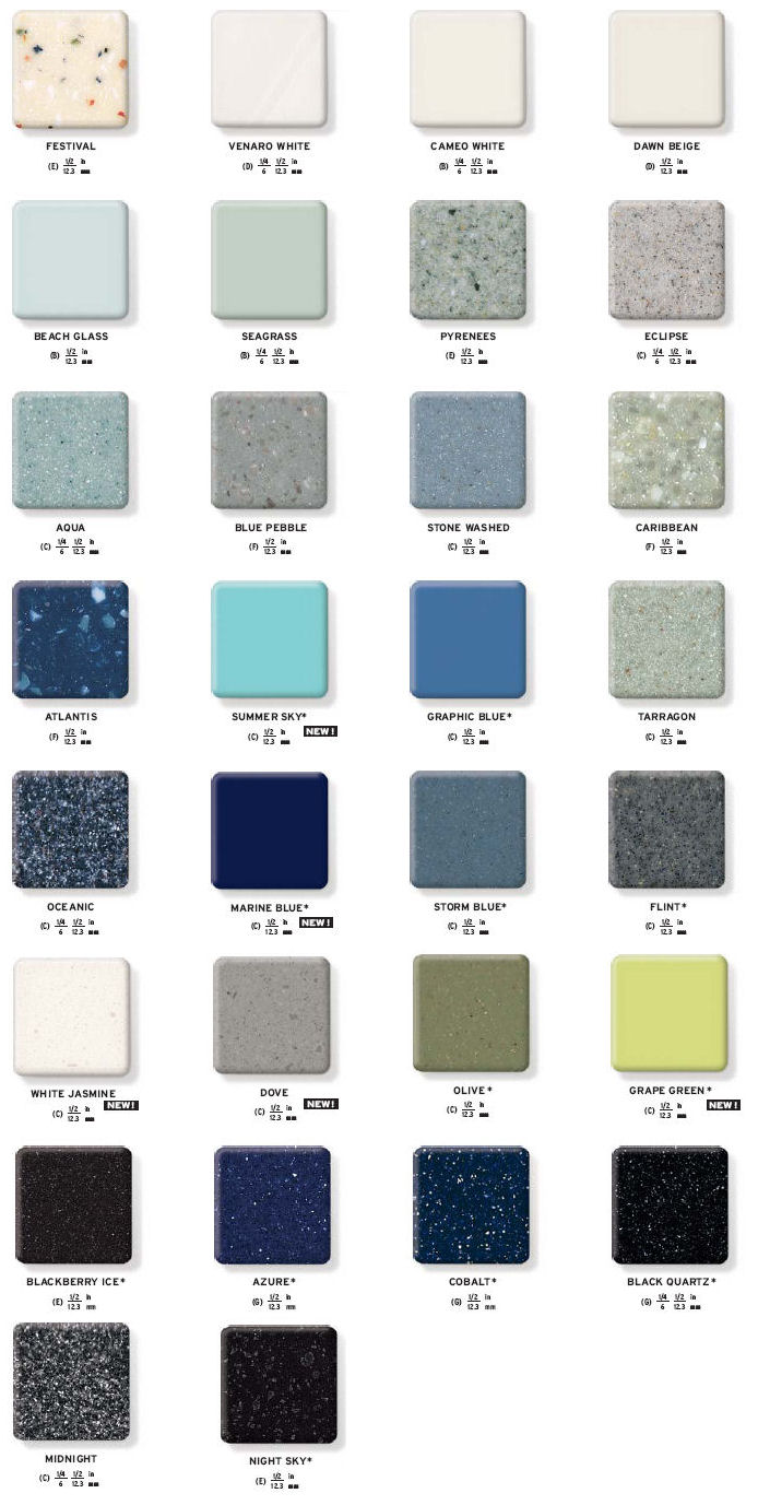 BEST solid εφαρμογές corian ΧΡΩΜΑΤΟΛΟΓΙΟ CORIAN